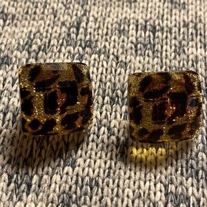 Leopard Print Stud Earrings